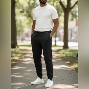 NWT Mitchell & Ness Black Joggers Sweatpants Fordham University Puff Print- L